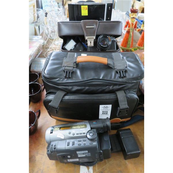Lot of Sony Handycam, Minolta Camera w/Bag & Lens