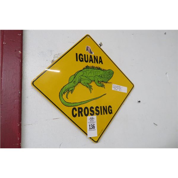 Iguana Crossing Metal Wall Sign