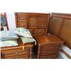 Image 2 : Carved Mahogany King Bed Frame, Highboy Dresser, 2 Nightstands