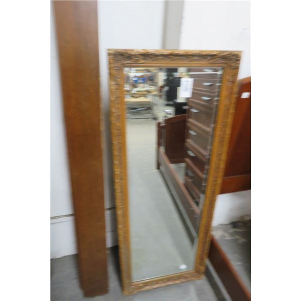 Carved Wood Framed Beveled Mirror - No Shipping