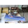 Image 3 : Shelf of Asst. Boxes, Décor, RCA Clock Radio, Frames