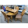 Image 1 : Oak Dining Table w/4 Chairs & Leaf