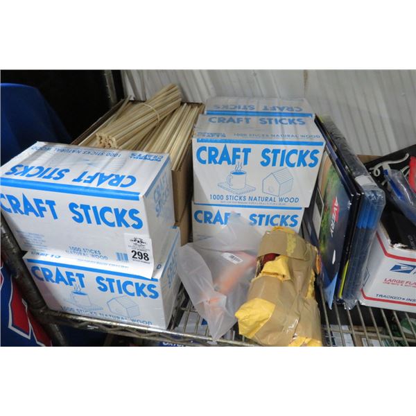 Shelf Lot of Craft Sticks & More