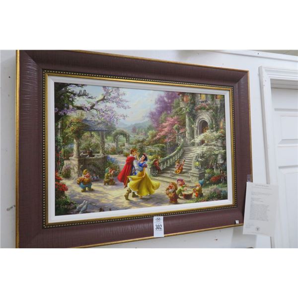 Thomas Kincaid Framed Snow White & The Seven Dwarfs Oil On Canvas w/COA -