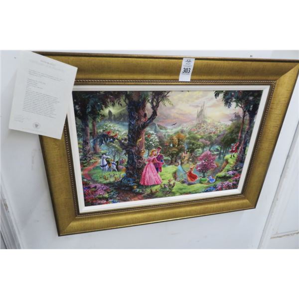 Thomas Kincaid Framed Sleeping Beauty Oil On Canvas w/COA - 35" x 26"