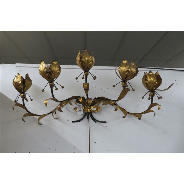 5 Light Mixed Metal Vine Motif Lighted Wall Sconce