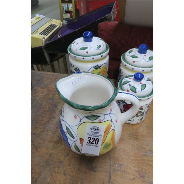 Painted Ceramic Decanter Set w/Pitcher