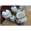 Image 2 : Painted Ceramic Decanter Set w/Pitcher