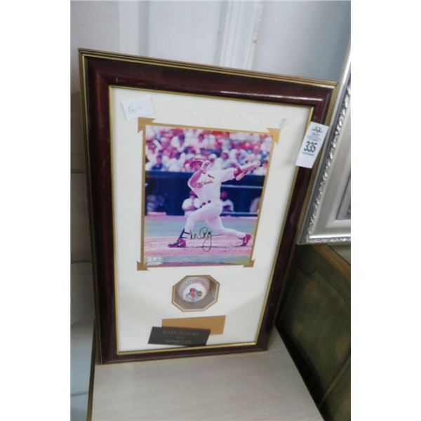 Mark McGuire Framed Autographed Photo & Baseball