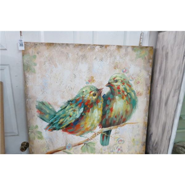 Unframed Oil On Canvas "Lovebirds" - 39" x 39"