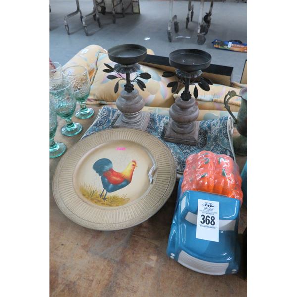 Rooster Dishes/Jar, Candlestands