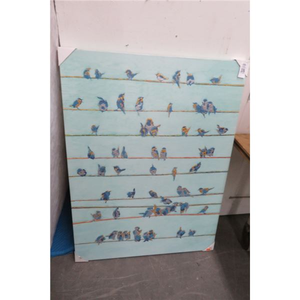 Oil On Canvas "Birds On A Wire" Wall Art - 3' X 4'