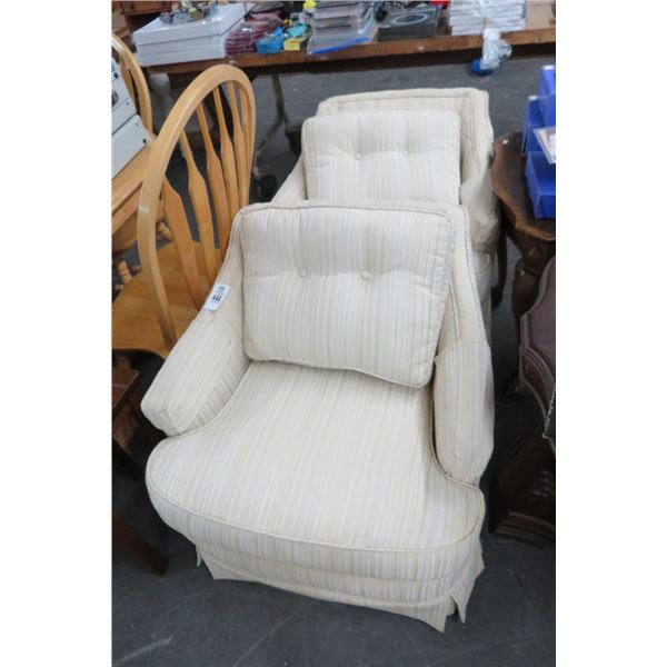 Beige Padded Armchairs (Pair)