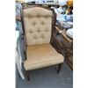 Image 1 : Mahogany Trim Tufted Wingback Chair