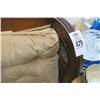 Image 2 : Mahogany Trim Tufted Wingback Chair