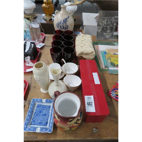 Lennox Vases, Pigeon Blood, Asst. Cups, Jug