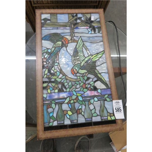 Leaded Glass Panel w/Parrots