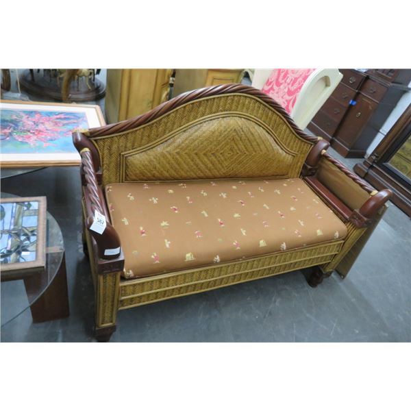 Ornate Wicker Trim Hall Bench