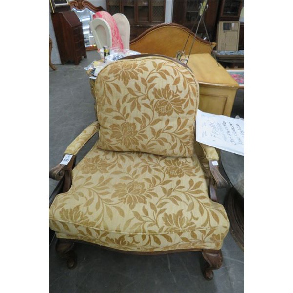 Wide Mahogany Queen Anne Armchair