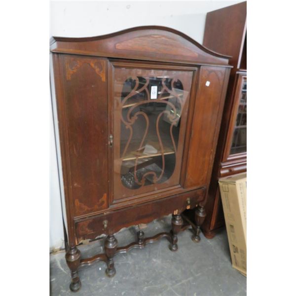 Antique Mahogany Glass Door Cabinet (Some Damage)