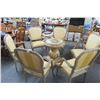Image 1 : Ornate Table Base w/6 Padded Armchairs (No Glass)