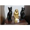 Image 1 : Cast Egyptian Figurines & 2 Porcelain Black Cats