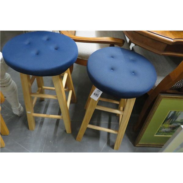 Padded Oak Stools (Pair)