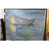 Image 1 : Oil On Canvas "Mooring Field" Signed Newman 45" x 51" Moored Boat