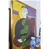 Image 1 : Oil On Board Abstract Woman Artist Signed 42" x 54" (After Picasso)