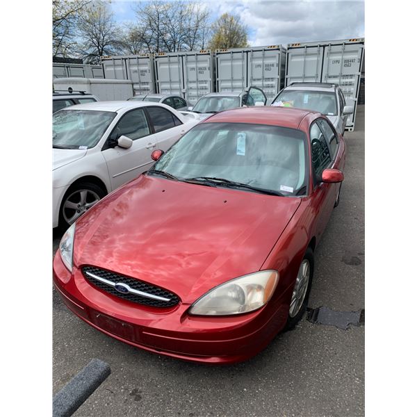 *TOW* 2000 FORD TAURUS, 4 DR SEDAN, RED, VIN# 1FAFP53U9YG130207