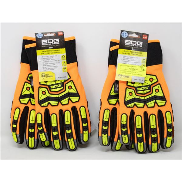 2 PAIRS OF BDG IMPACT PERFORMANCE GLOVES A6 CUT