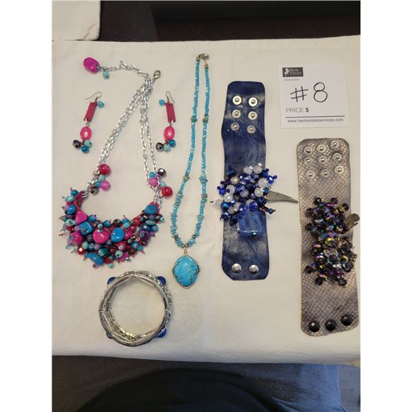 High End Fashion Jewelry - 2 Necklaces, 2 Bracelets, 1 Pair of Earrings and a Bangle