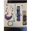 Image 1 : High End Fashion Jewelry - 2 Necklaces, 2 Bracelets, 1 Pair of Earrings and a Bangle