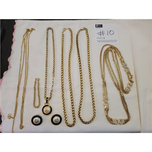 High End Fashion Jewelry - 5 Necklaces, a Pair of Earrings and a Bracelet