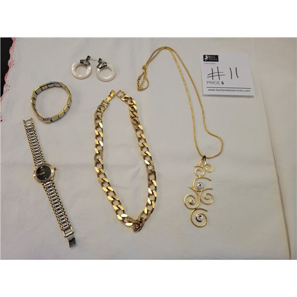 Fashion Jewelry - Zoppini Bracelet, Oscar de la Renta Wristwatch, Pair of Earrings & 2 Necklaces