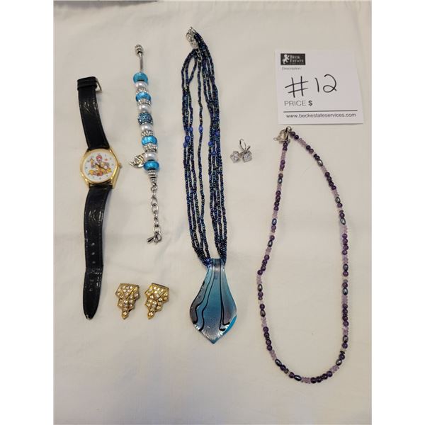 High End Fashion Jewelry - Cardinal Watch, 2 Necklaces, a Bracelet & 2 Pairs of Earrings