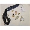 Image 1 : High End Fashion Jewelry - 5 Brooches, a Necklace & an Elgin Pocket Watch