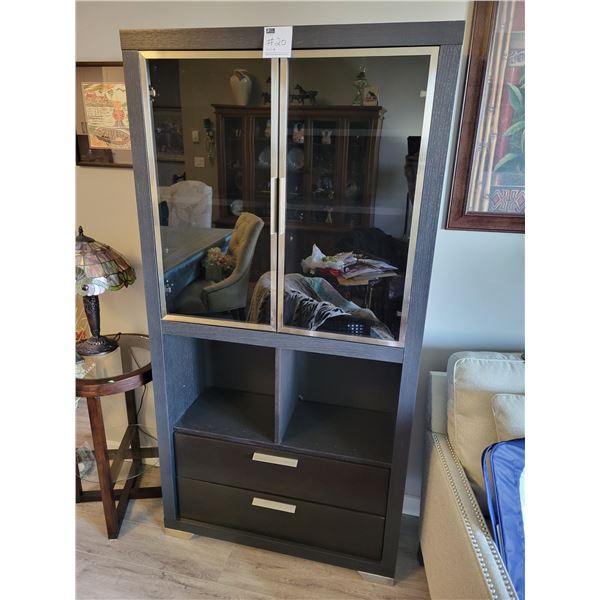Wood Cabinet with 2 Glass Doors