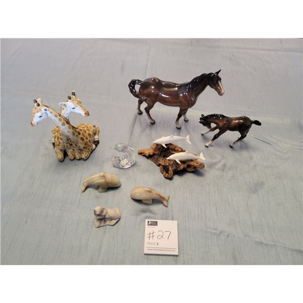 Debwick England Horses, John Perry Dolphins, Princess House Crystal Dolphins, Marble Dolphins