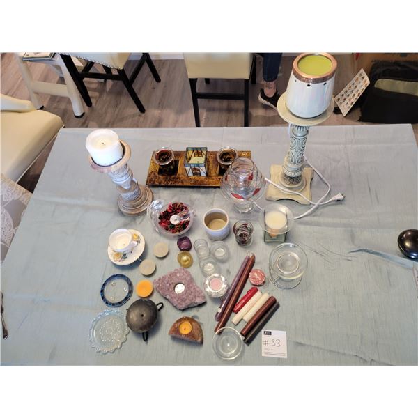 Assorted Candles & Candle Holders