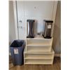 Image 1 : 2 Shoe Racks, Plastic Rubbermaid Garbage Can, 2 Metal Garbage Step Cans