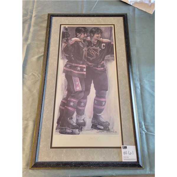 Framed Hand-Signed Print 616/999 by Stephen Holland of Paul Coffey & Wayne Gretzky