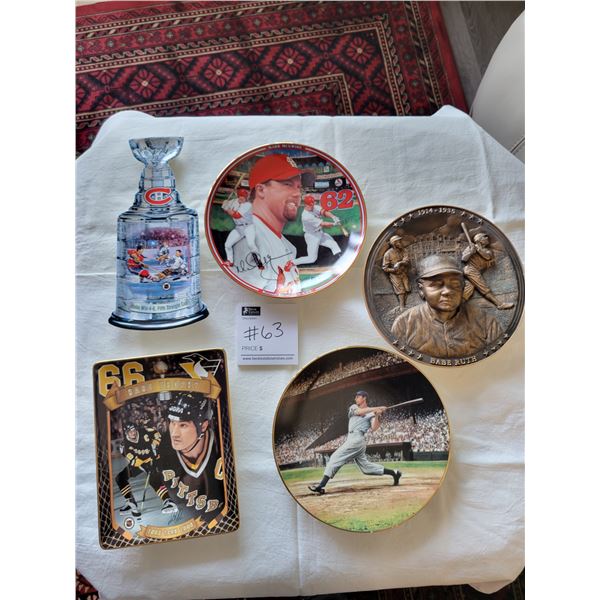Sports Memorabilia Collectors Edition Plates, Joe DiMaggio, Babe Ruth