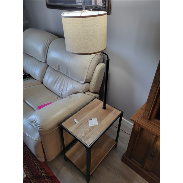 Side Table With Built-in Lamp and USB Port