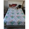 Image 1 : Vintage Double Sized Lovebird Quilt (Approx. 50 Years Old), 3 Fleece Blankets & Decorative Pillows
