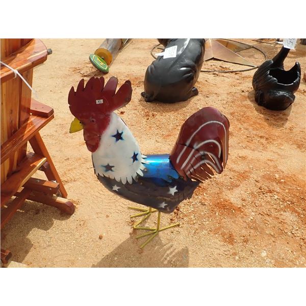 RED, WHITE & BLUE ROOSTER, METAL ART