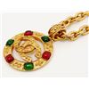 Image 3 : Chanel Gold-tone Metal Gripova Glass CC Cutout Round Pendant Necklace