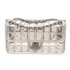 Image 1 : Chanel Silver Ice Cube Quilted Vinyl CC Medium Flap Bag