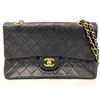 Image 1 : Chanel Black Quilted Lambskin Leather Timeless Medium Double Flap Shoulder Bag