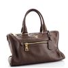 Image 1 : Prada Brown Vitello Leather Daino Front Zip Convertible Satchel Bag